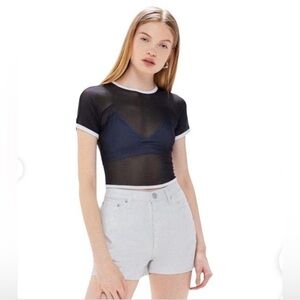 Urban Outfitters BDG Sparkly Shimmery Silver White High Waisted Jean Shorts